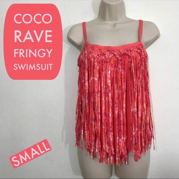 Coco Rave Other - 🤶🏻 Coco Rave Coral Fringe One-piece Swimsuit 32D